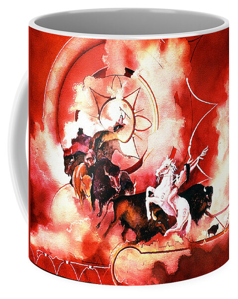 Indian Spirits Coffee Mug featuring the painting Orange Buffalo Spirit by Connie Williams