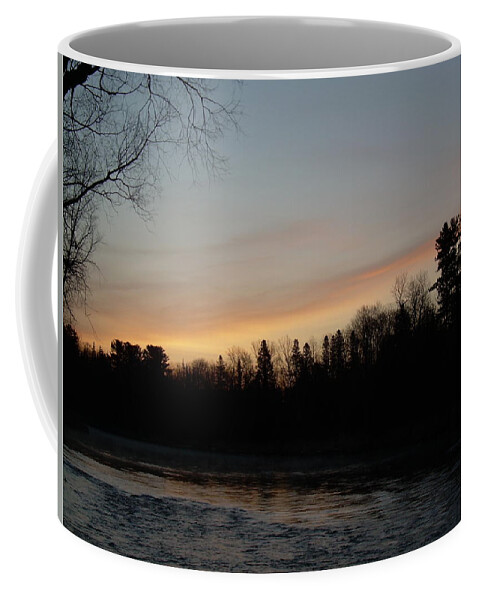 Clouds Coffee Mug featuring the photograph Orange Clouds Mississippi river dawn by Kent Lorentzen