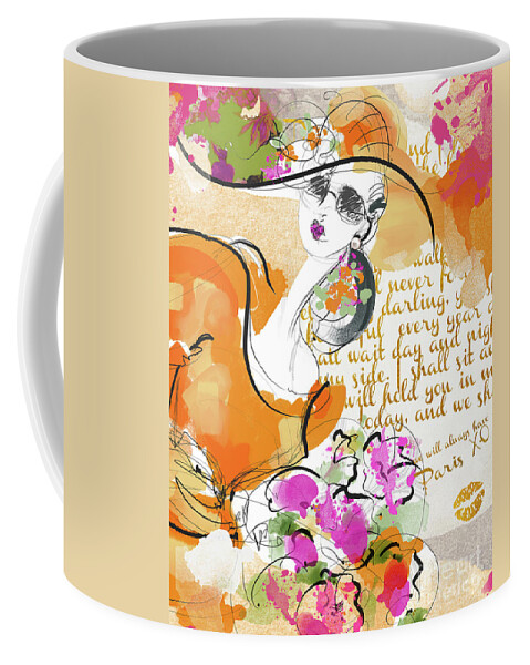 Fashion Coffee Mug featuring the digital art Orange Dress by MGL Meiklejohn Graphics Licensing