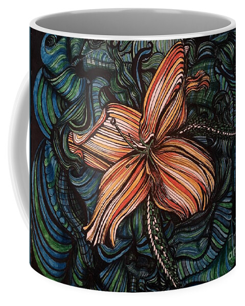 Line Coffee Mug featuring the drawing Orange Lily by Mastiff Studios