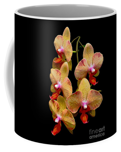 Orange Phalaenopsis Orchids With Chinese Lantern Effect Coffee Mug featuring the photograph Orange Phalaenopsis Orchids with Chinese Lantern Effect by Rose Santuci-Sofranko