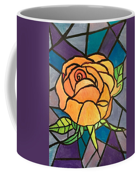 Stained Glass Coffee Mug featuring the painting Orange Rose by Anne Sands