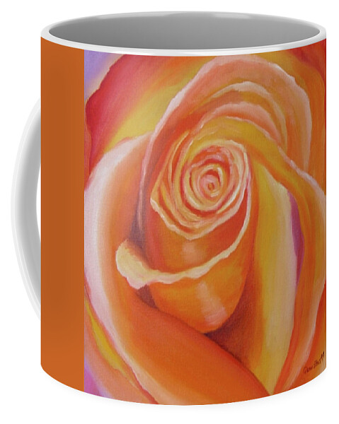 Orange Coffee Mug featuring the painting Orange Rose by Quwatha Valentine