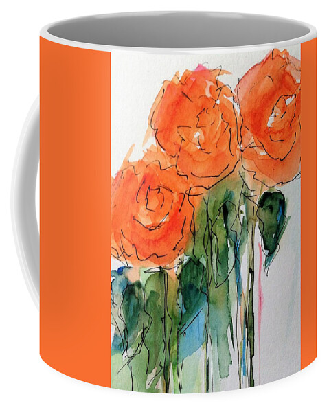 Orange Roses Coffee Mug featuring the painting orange Roses by Britta Zehm