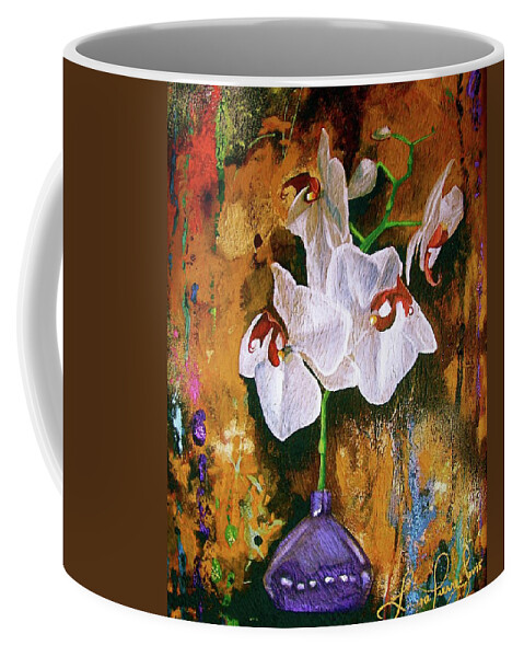 Flowers Coffee Mug featuring the painting Orchid HO by Laura Pierre-Louis