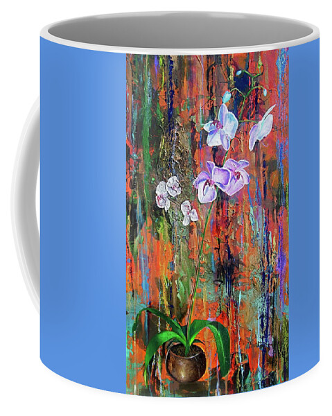 Orchid Art Coffee Mug featuring the painting Orchid O by Laura Pierre-Louis