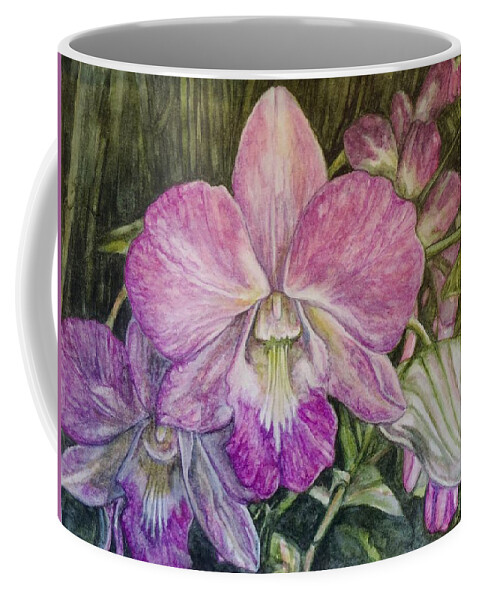 Watercolor Coffee Mug featuring the painting Orchid Phalaenopsis by Jodi Higgins
