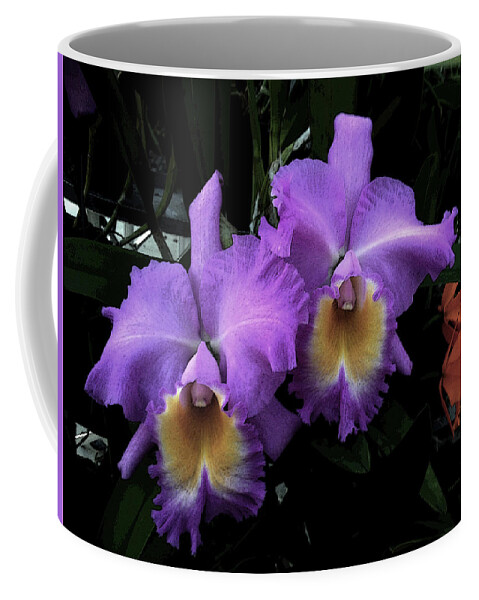 Orchid Coffee Mug featuring the photograph Orchids Purple Passion by Lesa Fine