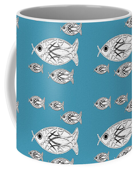 Gabriele Pomykaj Coffee Mug featuring the digital art Orderly Formation - School of Fish by Gabriele Pomykaj