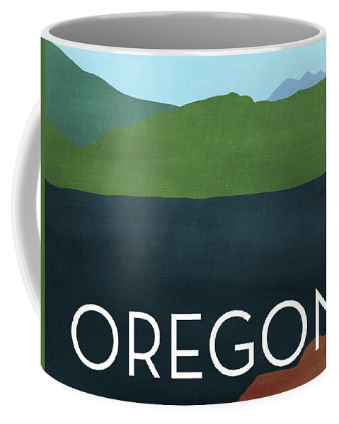 Oregon Coffee Mug featuring the mixed media Oregon Landscape- Art by Linda Woods by Linda Woods