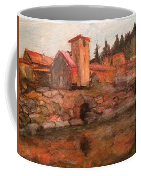 Tuscan Coffee Mug featuring the painting Oregon Winery by Denice Palanuk Wilson