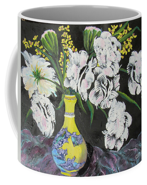 Still Life Coffee Mug featuring the painting Oriental Vase and Flowers by Lisa Boyd