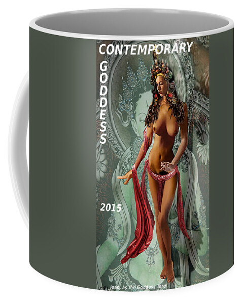 Fine Coffee Mug featuring the painting Original Female Nude Jean Goddess as Tara Dancing Poster by G Linsenmayer