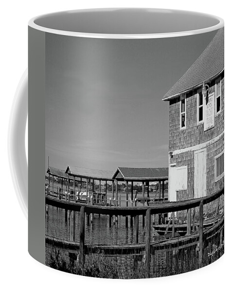 Historic Coffee Mug featuring the photograph Ormond Yacht Club Black and White by DigiArt Diaries by Vicky B Fuller