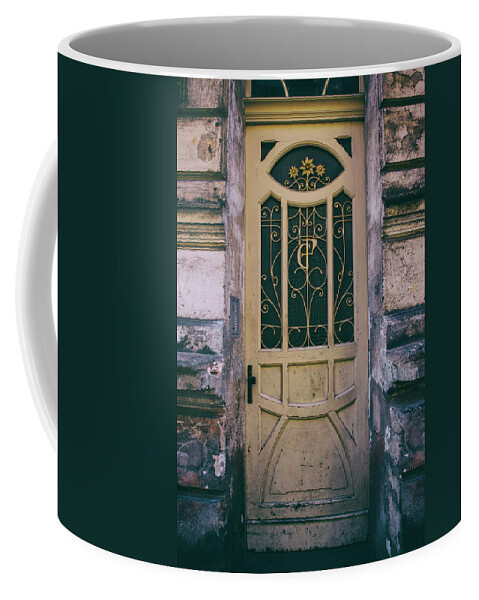 Gate Coffee Mug featuring the photograph Ornamented doors in light brown color by Jaroslaw Blaminsky