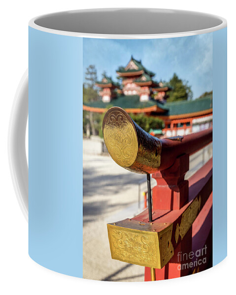Japan Coffee Mug featuring the photograph Ornate Details o Heian Jingu Shrine in Kyoto by Karen Jorstad