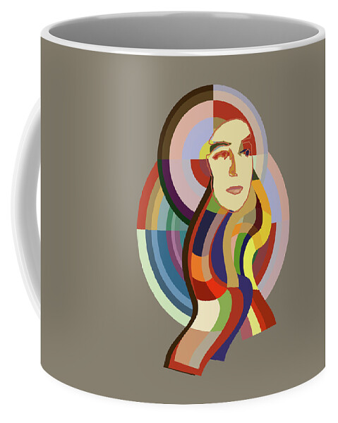 Sonia Delaunay Orphiste Tencc Coffee Mug featuring the digital art Orphiste - Pop Art Portrait of Sonia Delaunay by BFA Prints