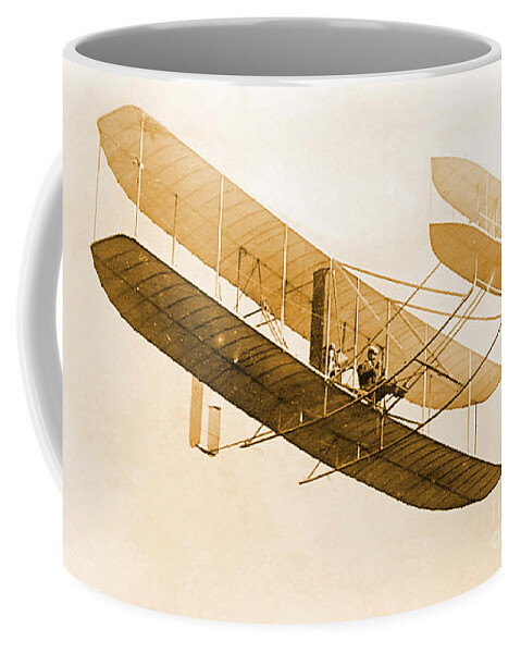 Historical Coffee Mug featuring the photograph Orville Wright In Wright Flyer 1908 by Science Source