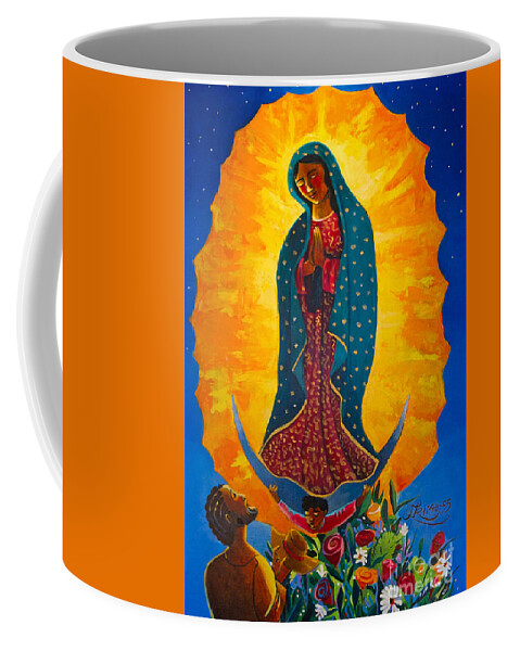 Our Lady Of Guadalupe Coffee Mug featuring the painting Our Lady of Guadalupe - MMOGU by Br Mickey McGrath OSFS