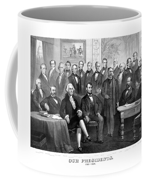 Us Presidents Coffee Mug featuring the painting Our Presidents 1789-1881 by War Is Hell Store
