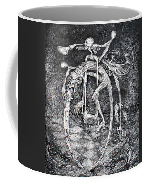 Ouroboros Coffee Mug featuring the drawing Ouroboros Perpetual Motion Machine by Otto Rapp