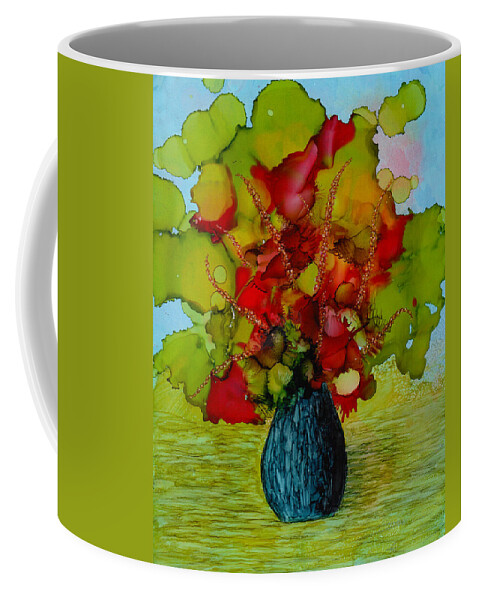 Flowers Coffee Mug featuring the painting Out of the Blue by Laurie Williams