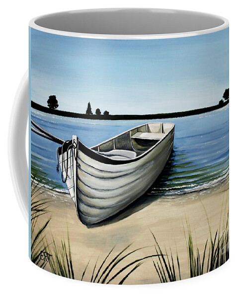 Boat Coffee Mug featuring the painting Out on the Water by Elizabeth Robinette Tyndall