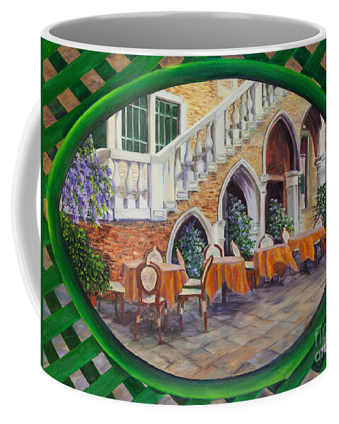 Venice Italy Art Coffee Mug featuring the painting Outdoor Cafe In Venice by Charlotte Blanchard
