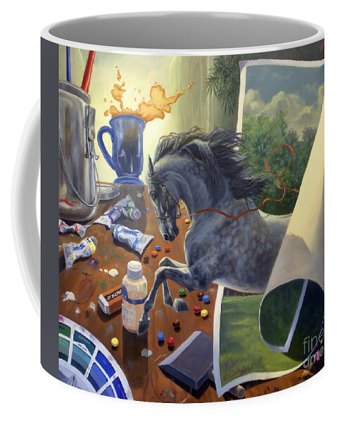 American Saddlebred Art Coffee Mug featuring the painting Over The Edge by Jeanne Newton Schoborg