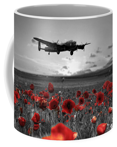 Avro Lancaster Coffee Mug featuring the digital art Over The Fields - Selective by Airpower Art