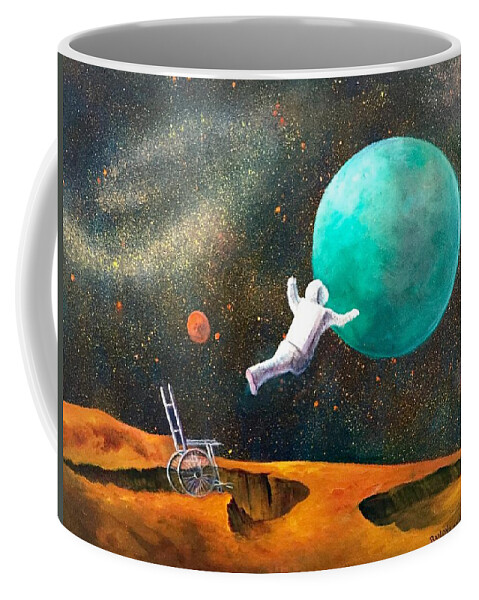 Astronaut Coffee Mug featuring the painting Overcoming Obstacles by Rand Burns
