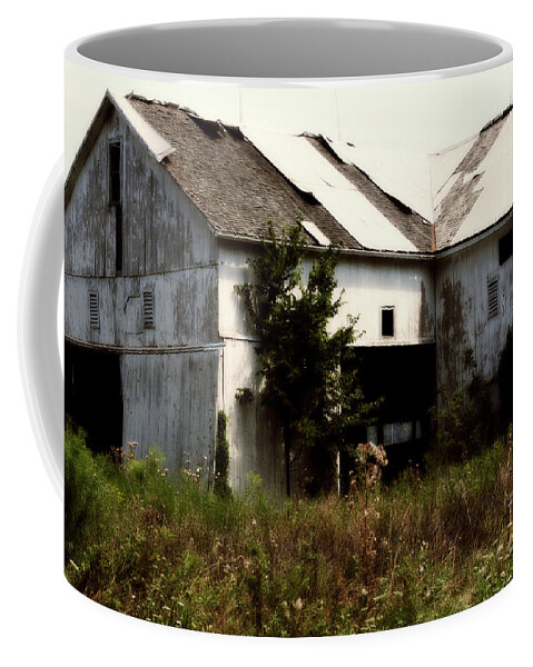 Barn Coffee Mug featuring the photograph Overgrown by Paulette B Wright