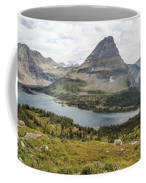 Bearhat Mountain Coffee Mug featuring the photograph Overlooking Hidden Lake and BearHat Mountain by Belinda Greb