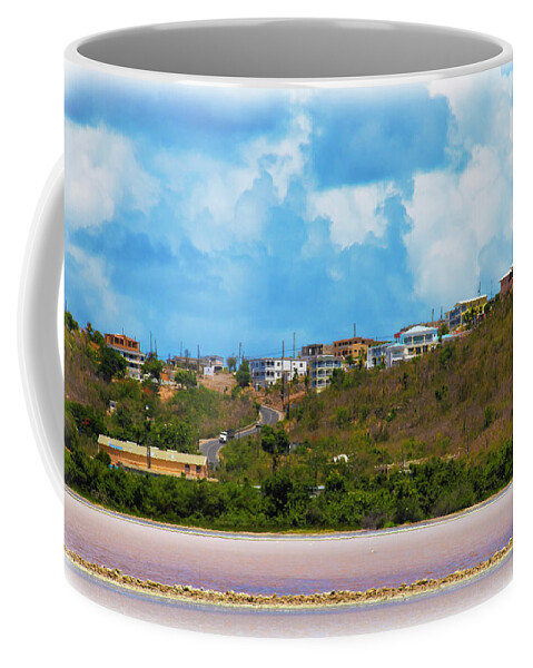 Sandy Ground Coffee Mug featuring the photograph Overlooking the Salt Pond at Sandy Ground in Anguilla  by Ola Allen