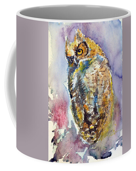 Owl Coffee Mug featuring the painting Owl at night II by Kovacs Anna Brigitta