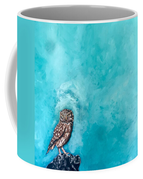 Owl Coffee Mug featuring the painting Owl by Joel Tesch