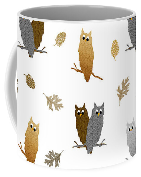 Owls Coffee Mug featuring the mixed media Owl Pattern by Christina Rollo