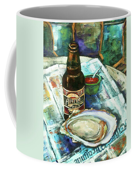 Louisiana Coffee Mug featuring the painting Oyster and Amber by Dianne Parks