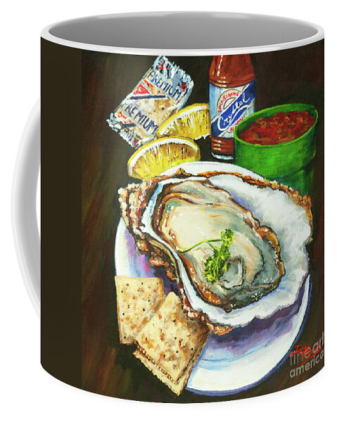  Louisiana Oyster Coffee Mug featuring the painting Oyster and Crystal by Dianne Parks