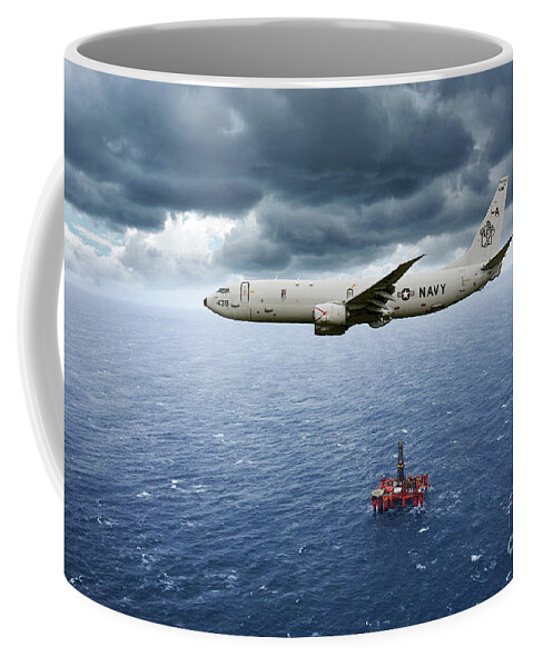 P-8 Poseidon Coffee Mug featuring the digital art P-8 Poseidon God Of The Seas by Airpower Art