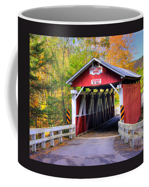 Packsaddle Covered Bridge Coffee Mug featuring the photograph PA Country Roads - Packsaddle / Doc Miller Covered Bridge Over Brush Creek No. 1A - Somerset County by Michael Mazaika