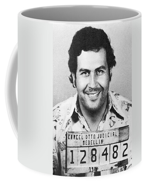 Pablo Coffee Mug featuring the photograph Pablo Escobar Mugshot by Digital Reproductions