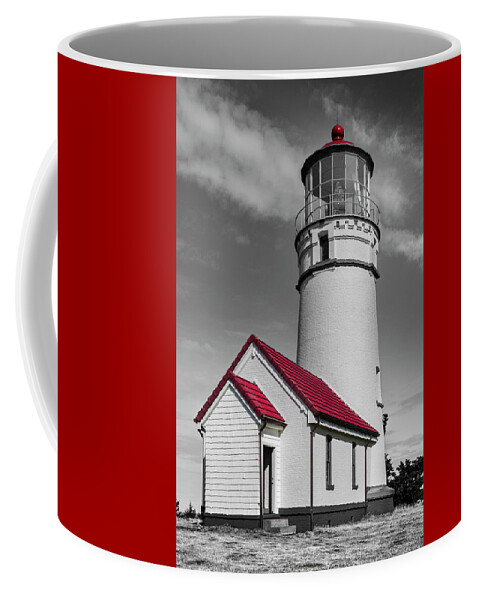 Clouds Coffee Mug featuring the photograph Pacific Coastal Lighthouse in Creative Black and White by Debra and Dave Vanderlaan