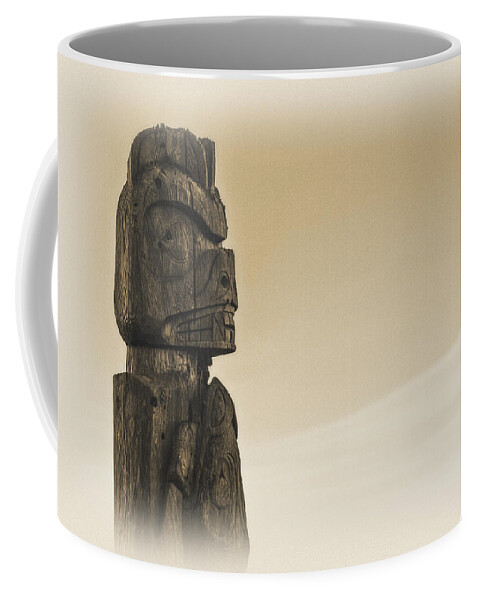 Sign Coffee Mug featuring the photograph Pacific Northwest Totem Pole Old Yellow by Pelo Blanco Photo