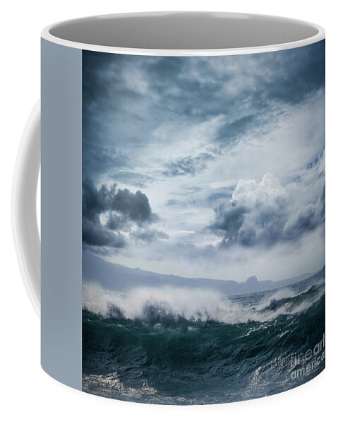 Hookipa Coffee Mug featuring the photograph He inoa wehi no Hookipa Pacific Ocean Stormy Sea by Sharon Mau