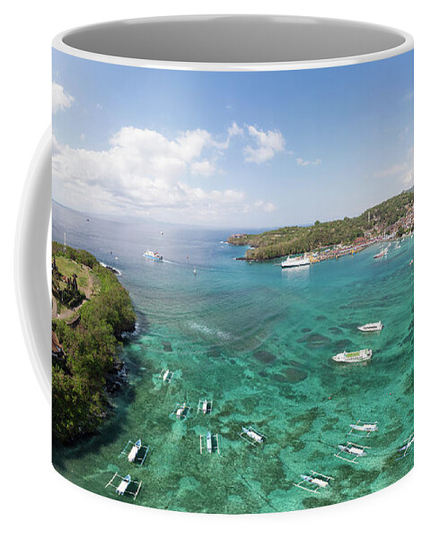 Coastline Coffee Mug featuring the photograph Padang Bai panorama in Bali by Didier Marti