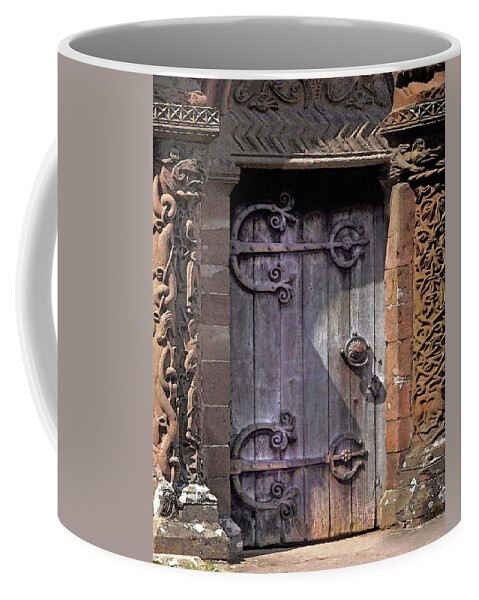 Door Coffee Mug featuring the digital art Pagan Church by Vicki Lea Eggen