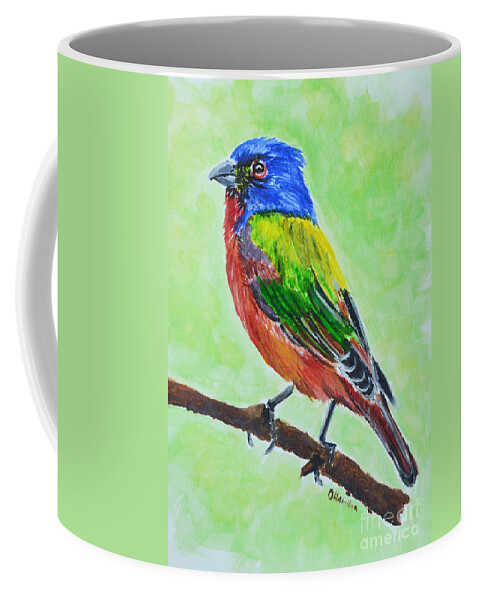 Painted Bunting Coffee Mug featuring the painting Painted Bunting by Olga Hamilton