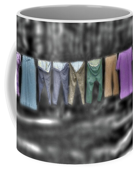 Wash Coffee Mug featuring the photograph Painted Washline in Plymouth NH by Wayne King