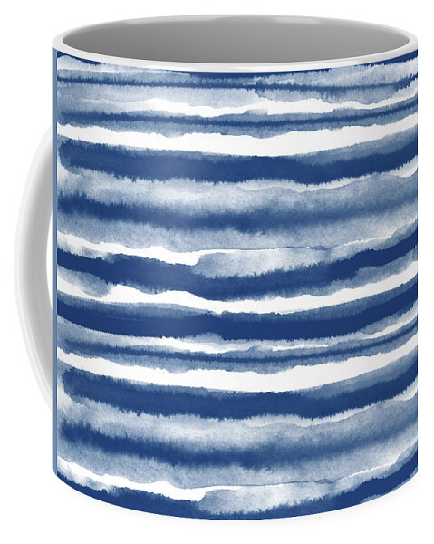 Stripes Coffee Mug featuring the mixed media Painterly Beach Stripe 3- Art by Linda Woods by Linda Woods